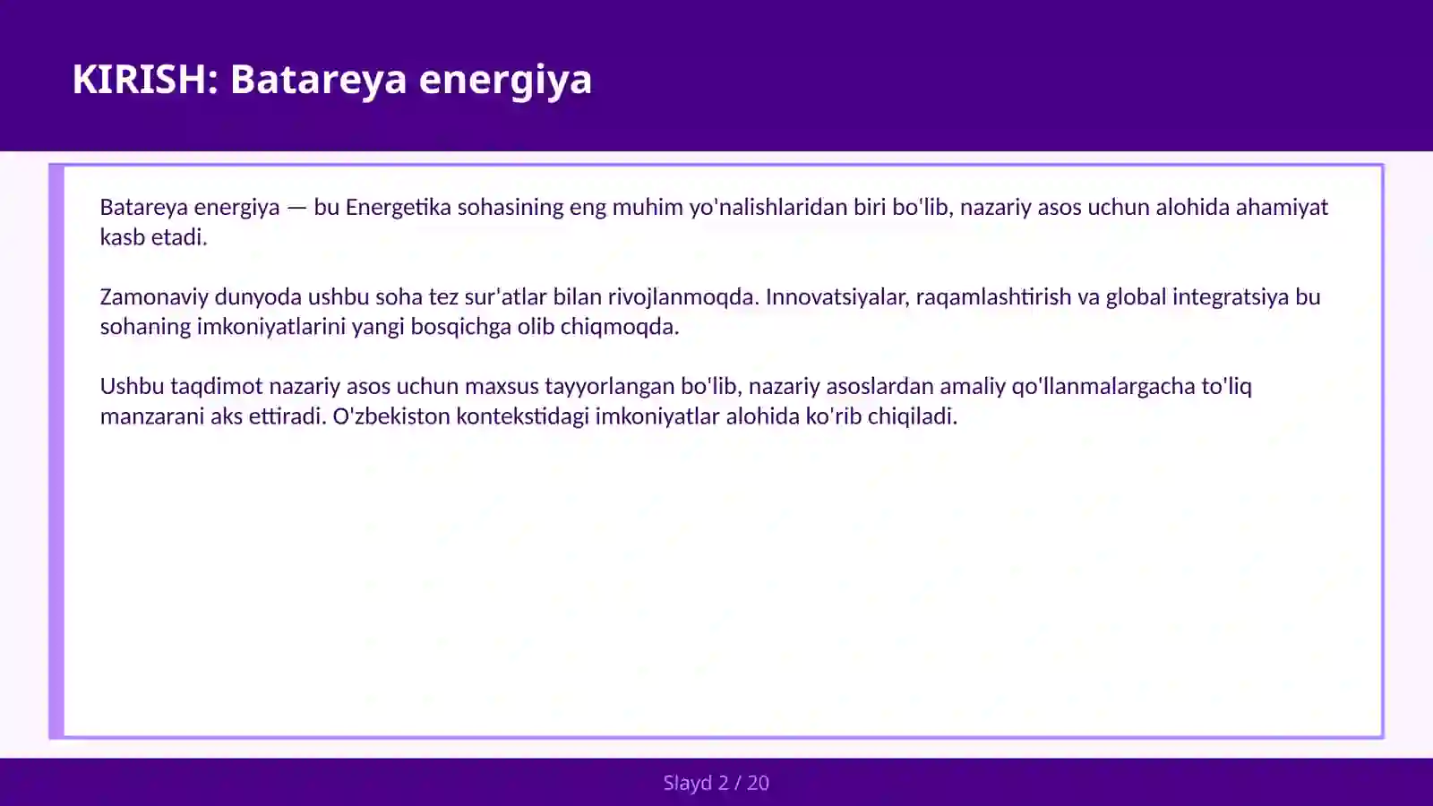 Batareya energiya 2