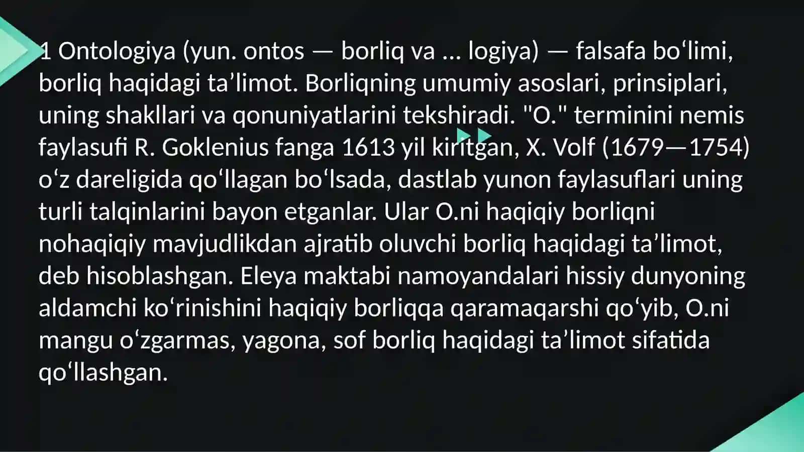 Ontologik va munosabatdosh kategoriyalarning uyg’unligi 2