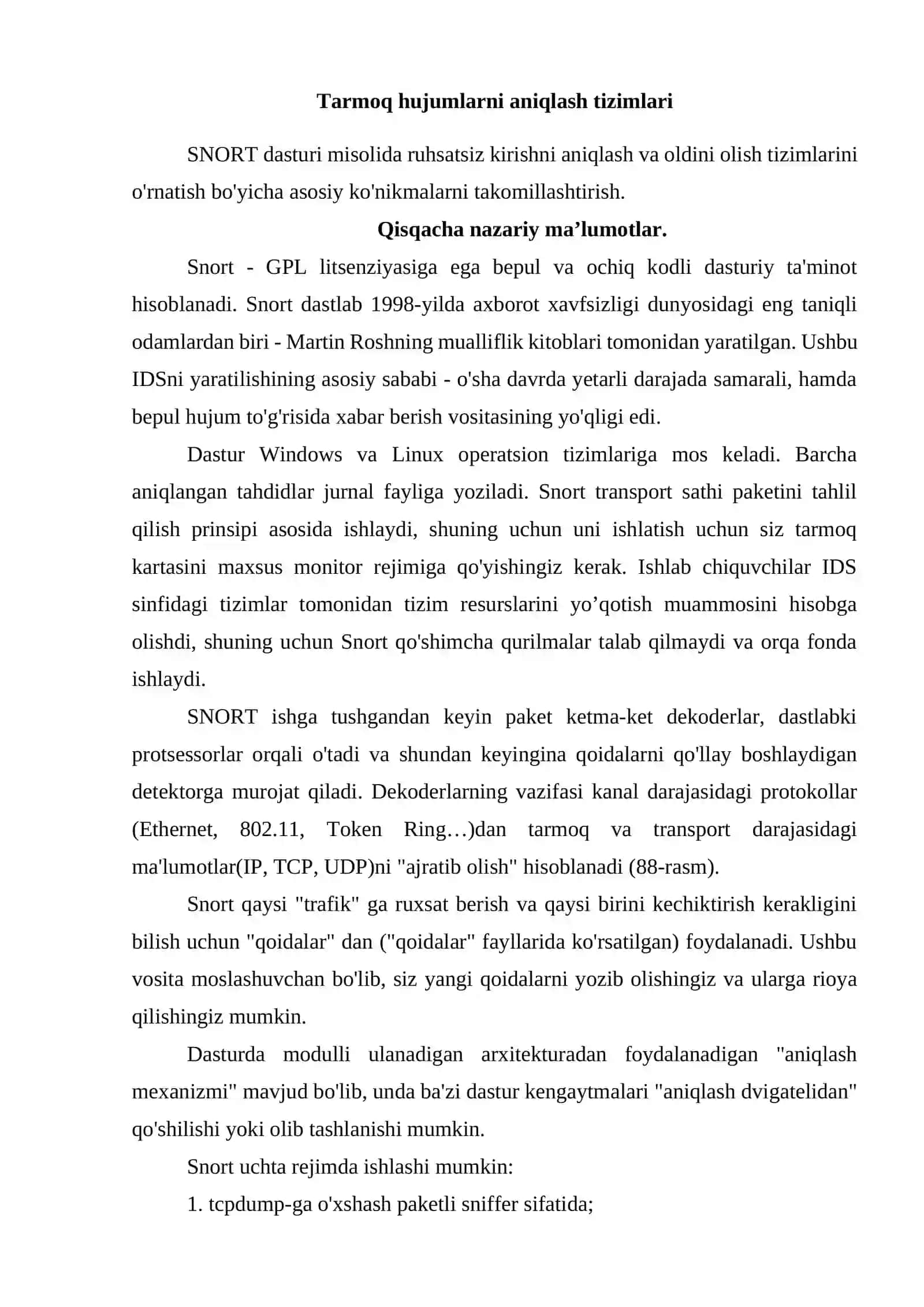 Tarmoq hujumlarni aniqlash tizimlari 2