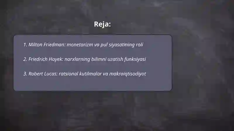 Milton Friedman: monetarizm va pul siyosatining roli 2
