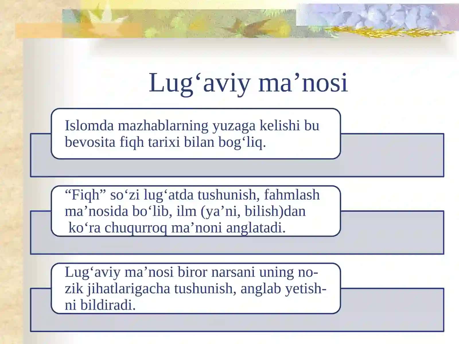 FIQHIY MAZHABLARNING YUZAGA KELISHI 2