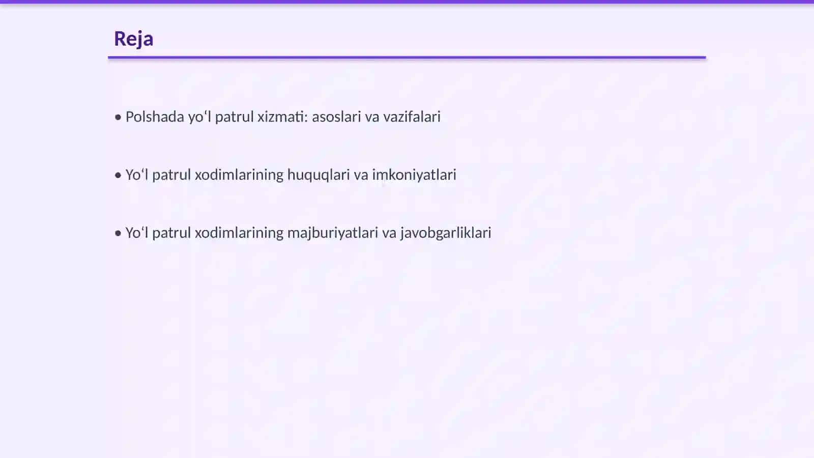 Polashada yoʻl patrul xizmati xodimini huquq va majburiyatlari 2