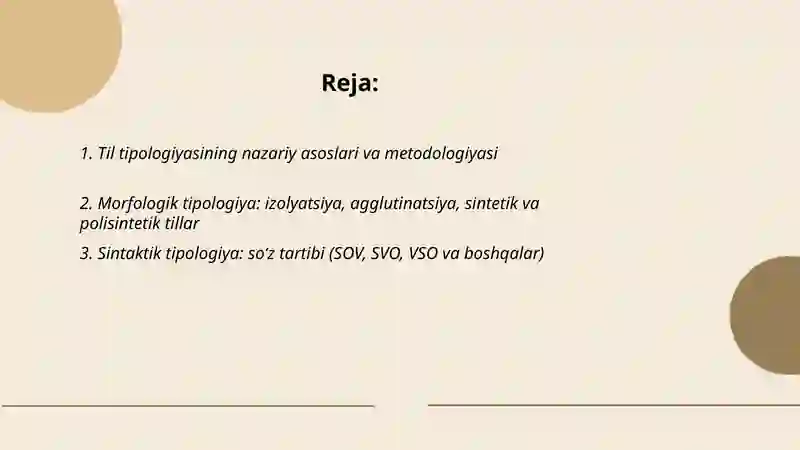 TİPOLOJİYA VA TIL TASNIFI 2