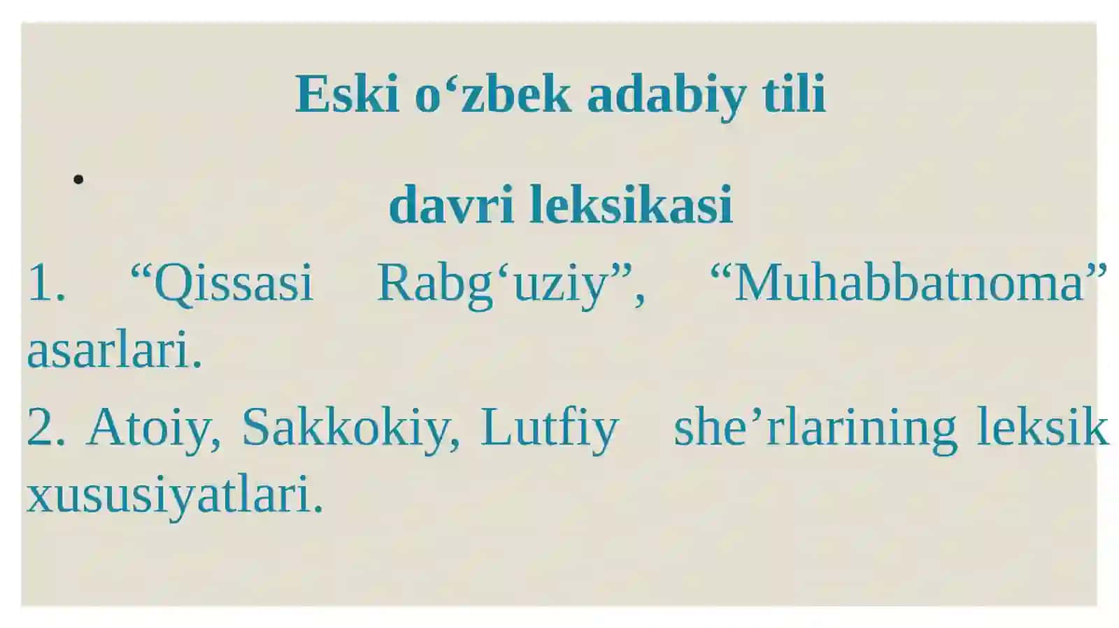 O‘zbek tili tarixi fanidan tayyorlangan taqdimot 2
