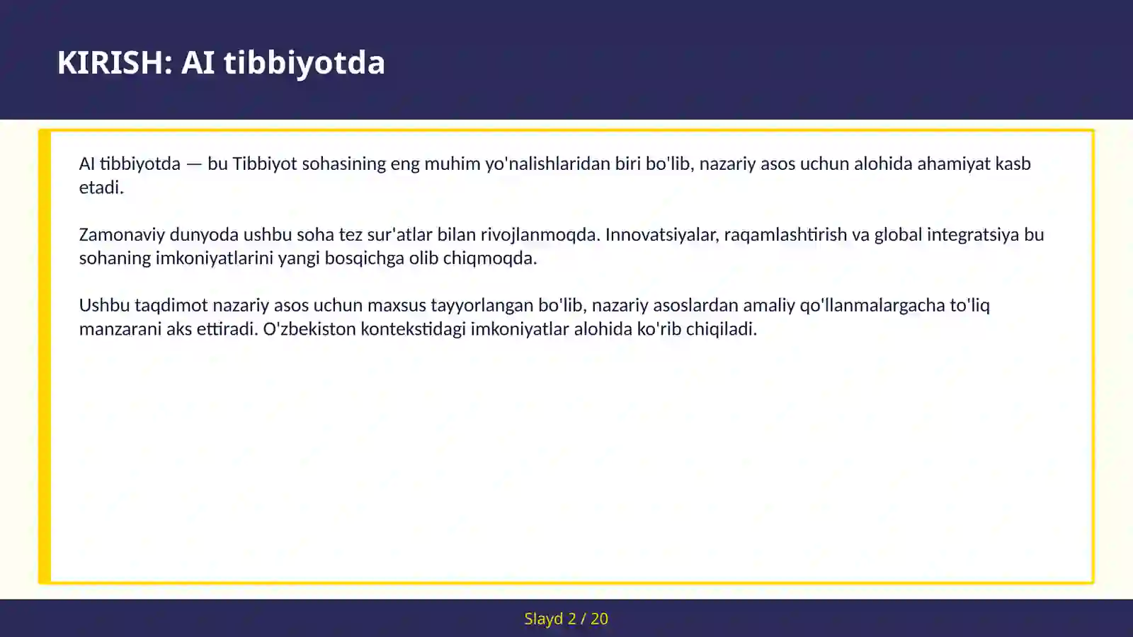 AI tibbiyotda 2