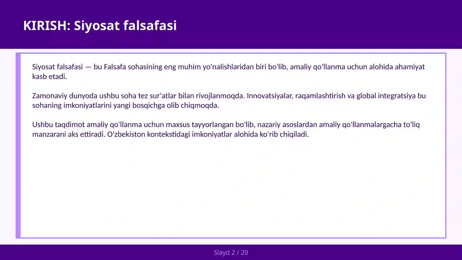 Siyosat Falsafasi 2