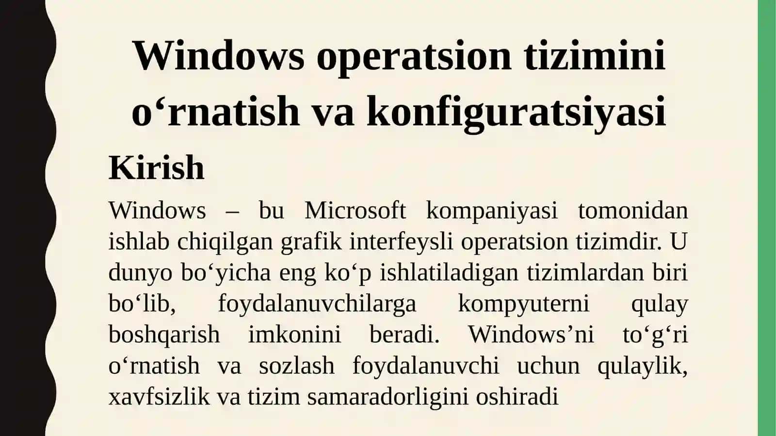 Windows O'rganish va konfiguratsiyasi 2
