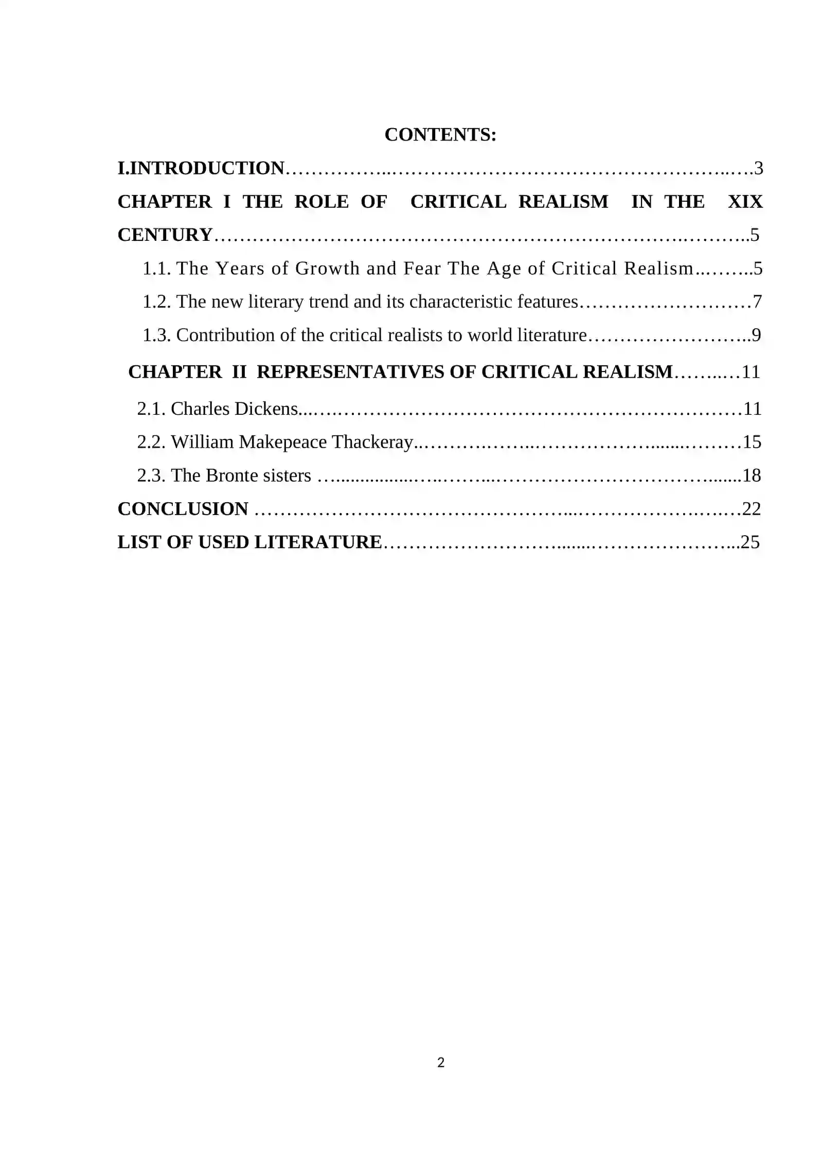 English Literature Course Work 2