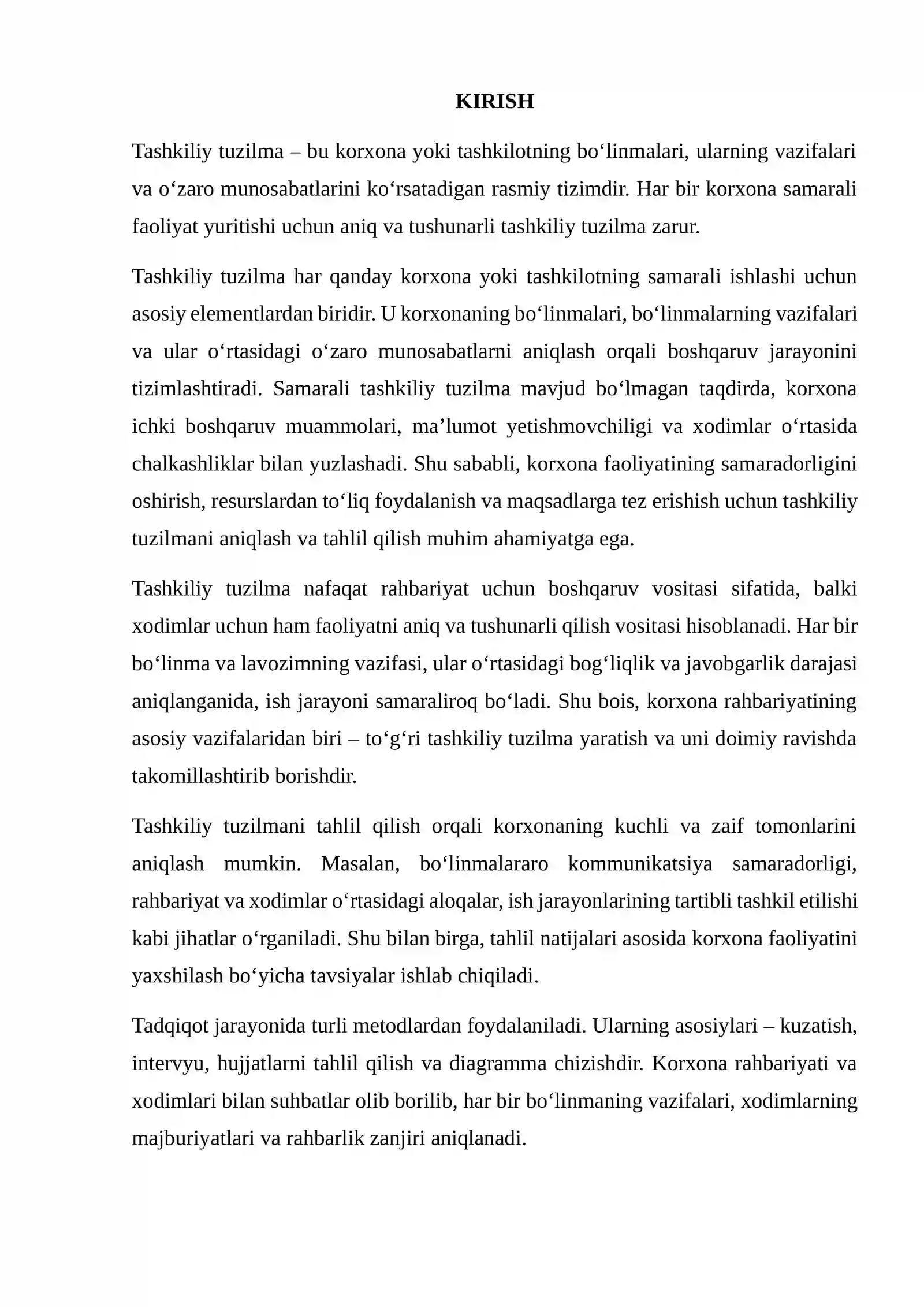 Tashkiliy tuzilma diagrammasini chizish va tahlil qilish 2