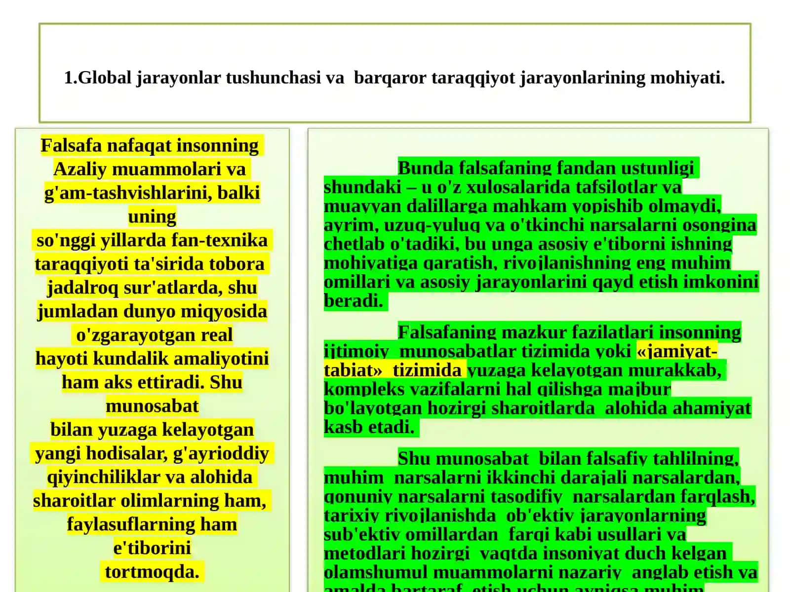 Global jarayonlar  va barqaror taraqqiyot falsafasi 2