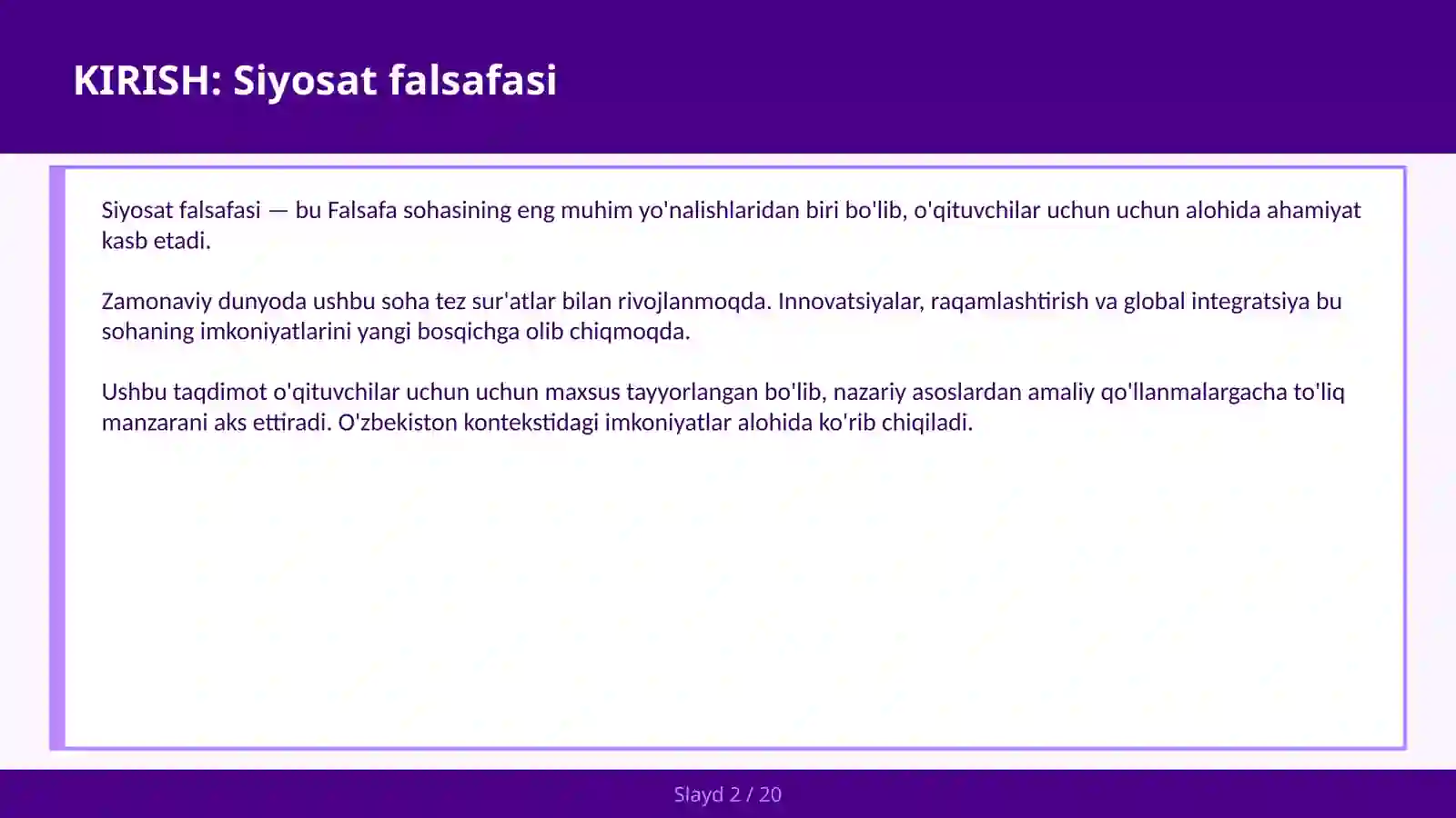 Siyosat Falsafasi 2