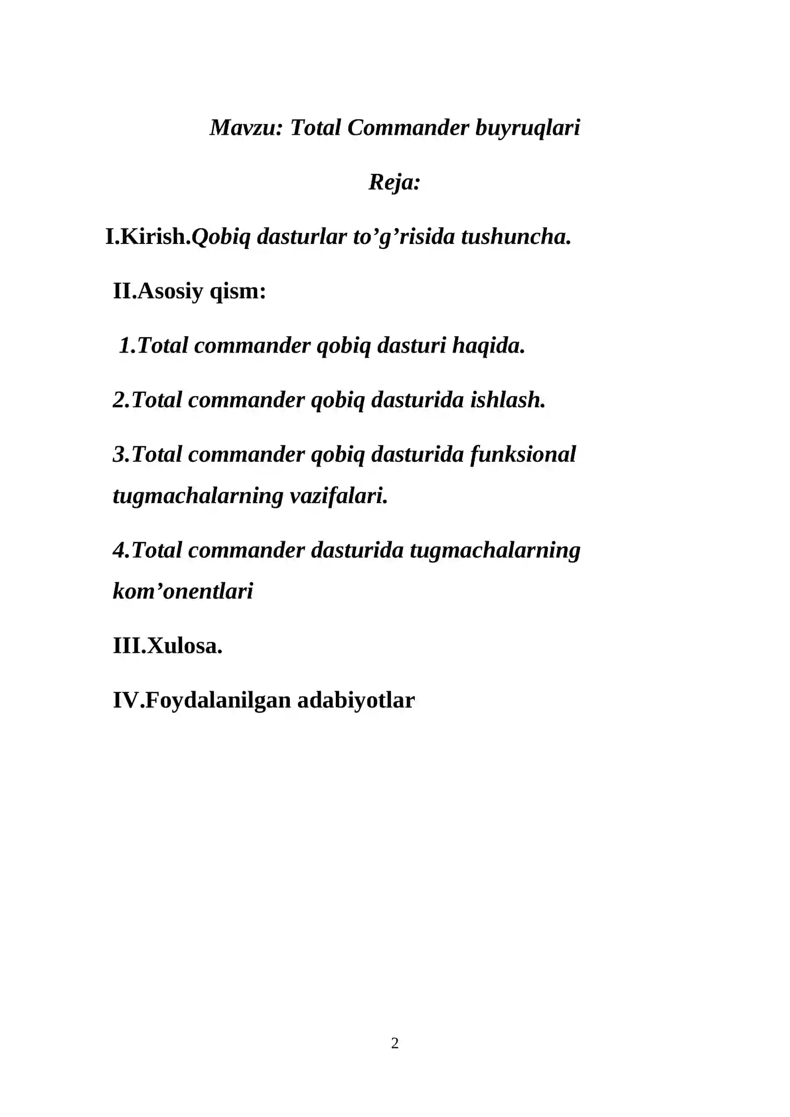 Total Commander buyruqlari 2