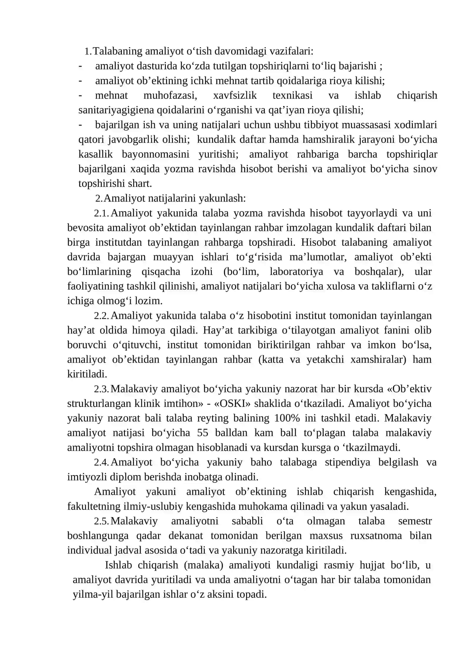 Amaliyot o‘tash vaqli 2