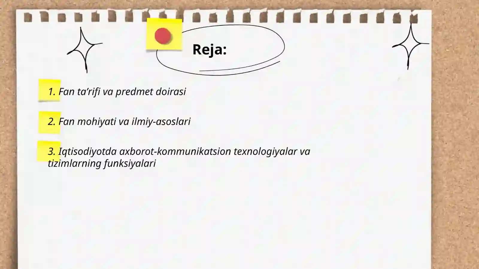 Iqtisodiyotda Axborot Kommunikatsion Texnologiyalar va Tizimlar Fanining Ta'rifi, Mohiyati, O'qitish Maqsadi va Vazifalari 2