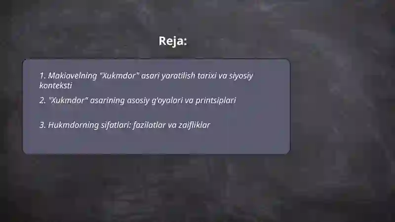 Makiavelning "Xukmdor" asari 2