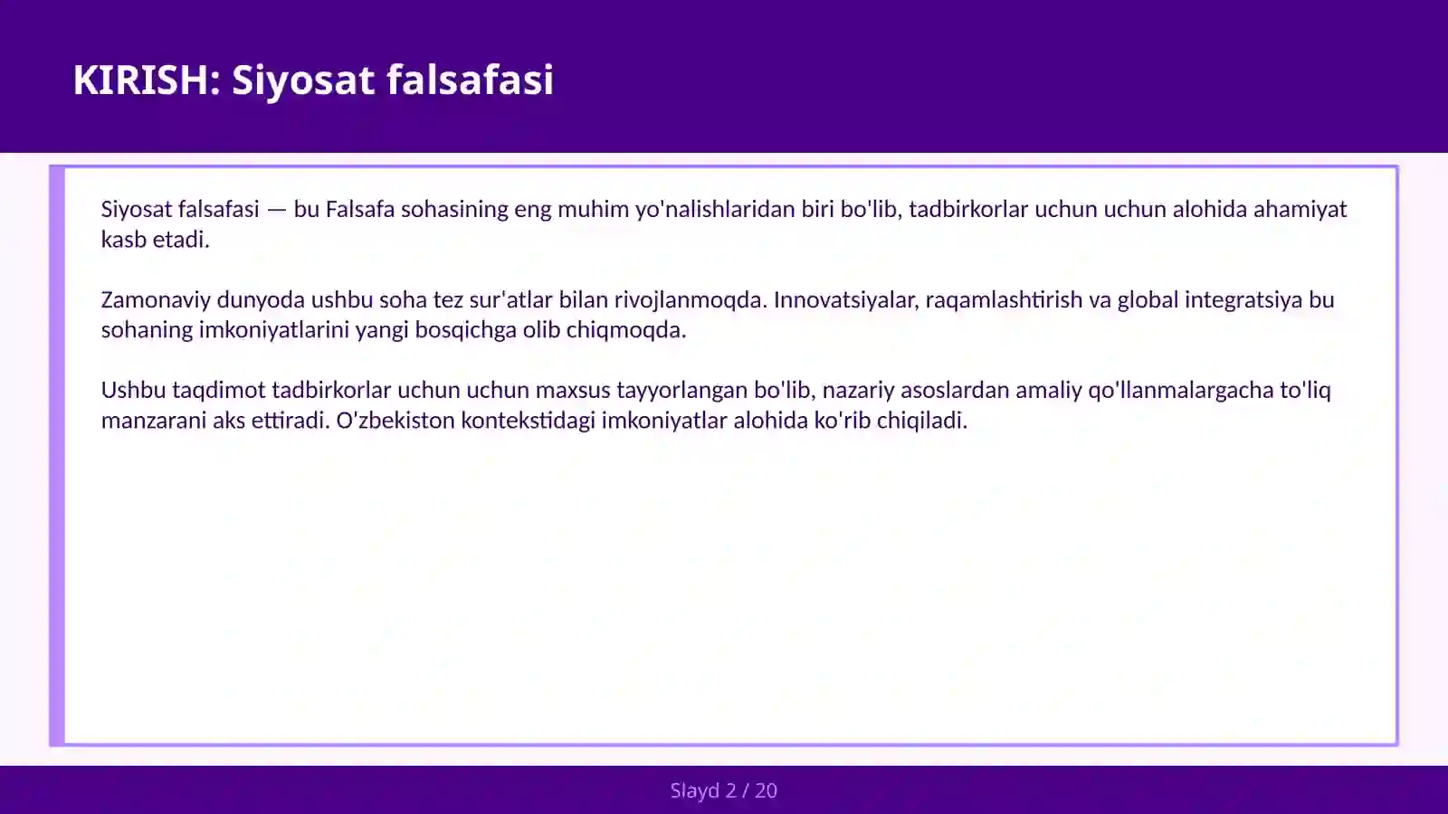 Siyosat Falsafasi 2