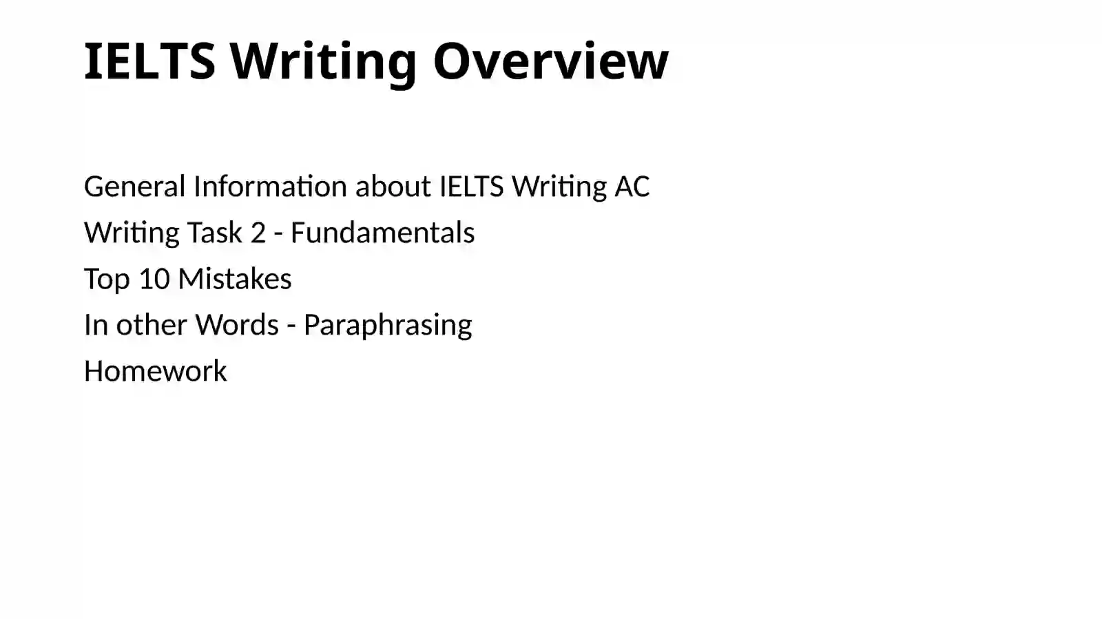 IELTS Writing Overview 2