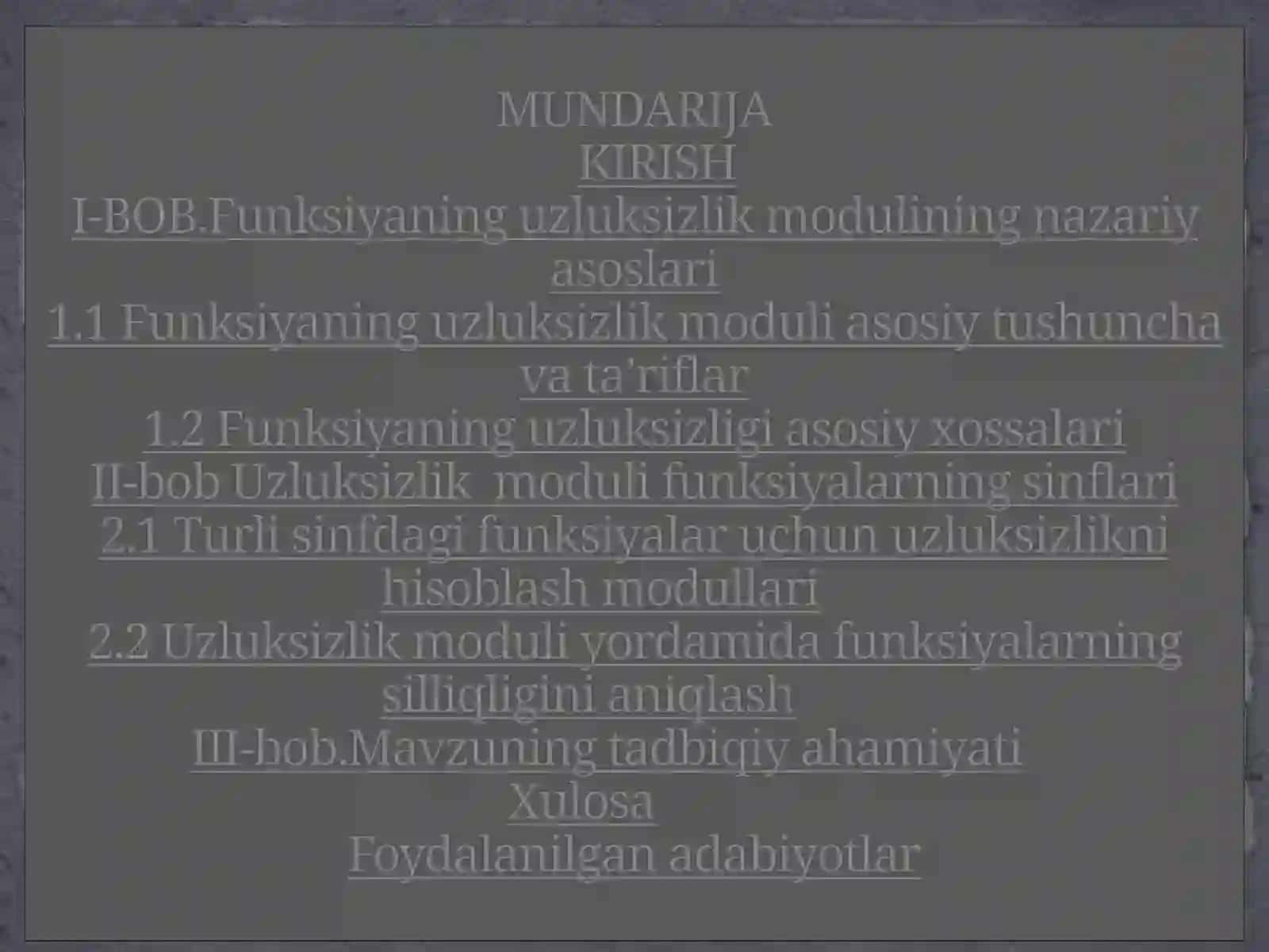 Funksiyaning Uzluksizlik Moduli 2