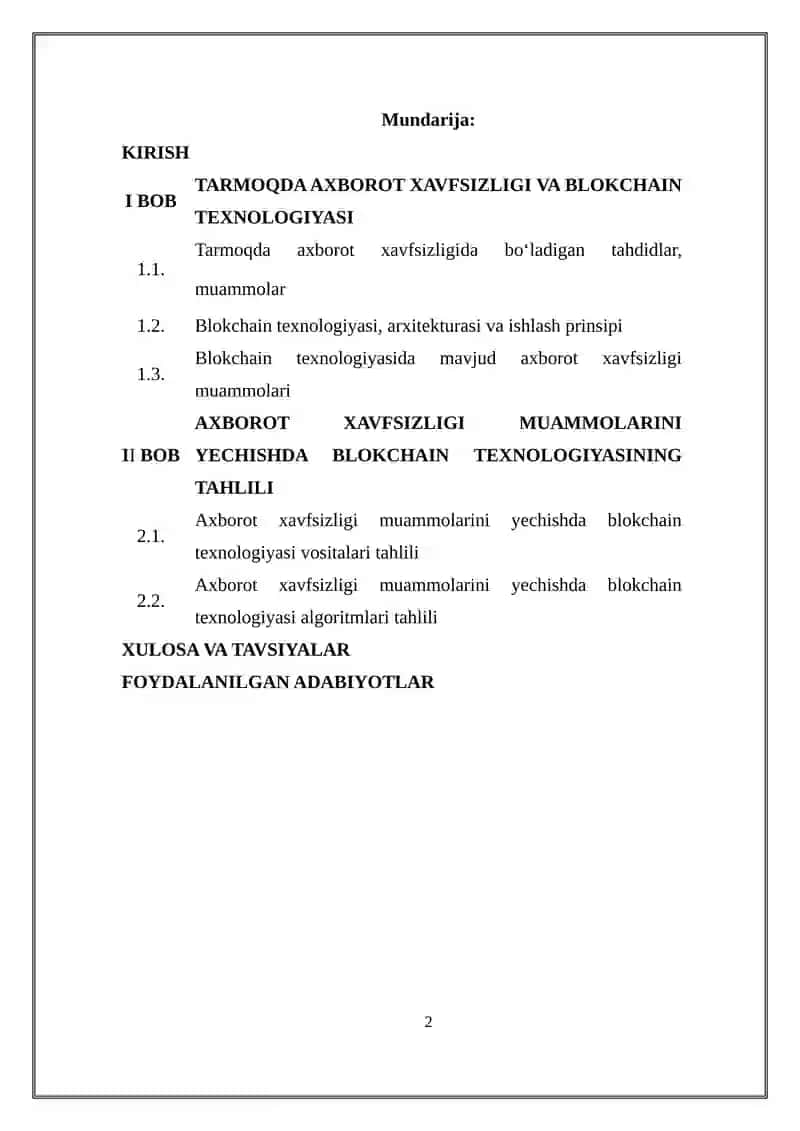 Tarmoqda axborot xavfsizligi va blokchain texnologiyasi 2