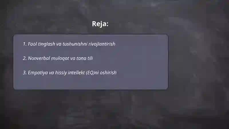 Shaxslararo muloqatchanlik koʻnikmalarini hosil qilish uchun tashkil etiladigan treninglar 2