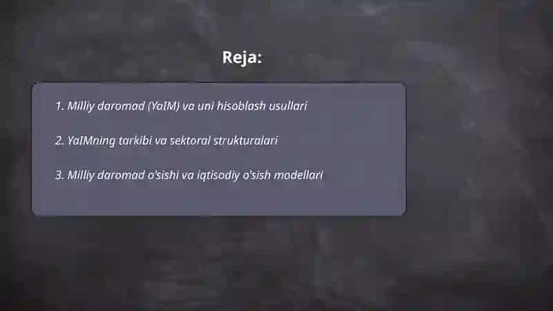 Milliy iqtisodiyot va uning makroiqtisodiy ko'rsatkichlari 2