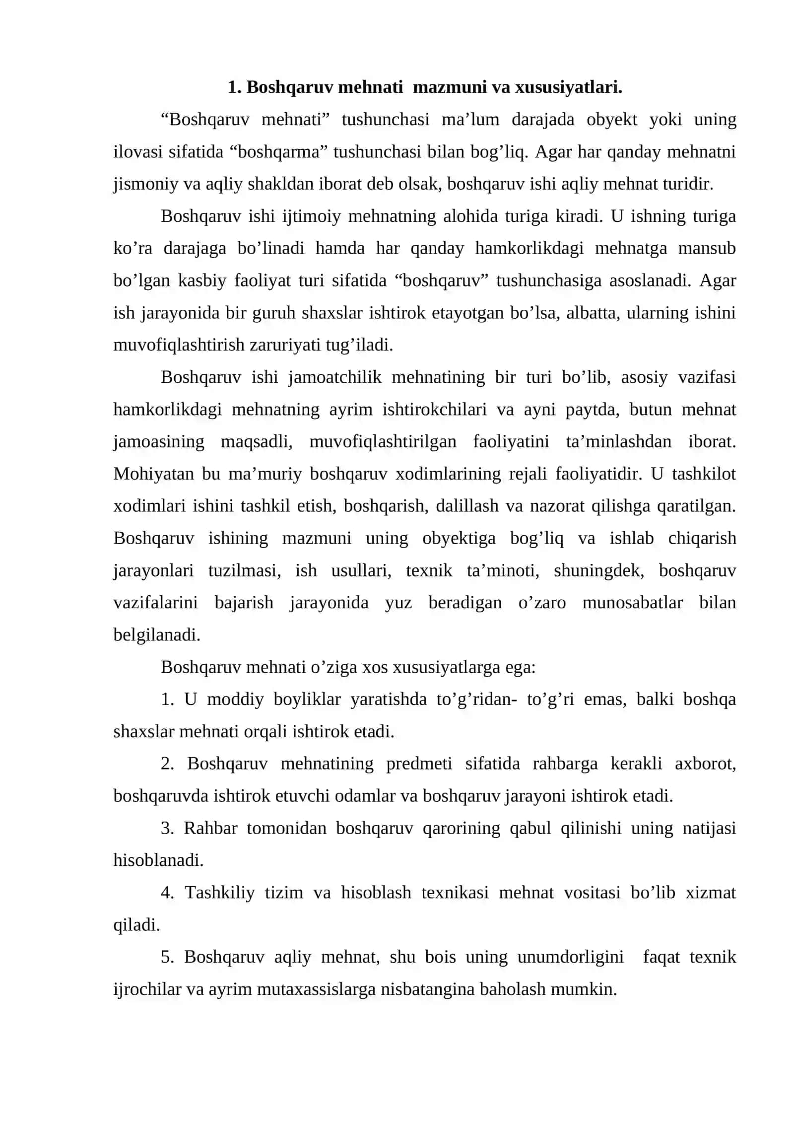 Rahbar mehnatini tashkil etish 2