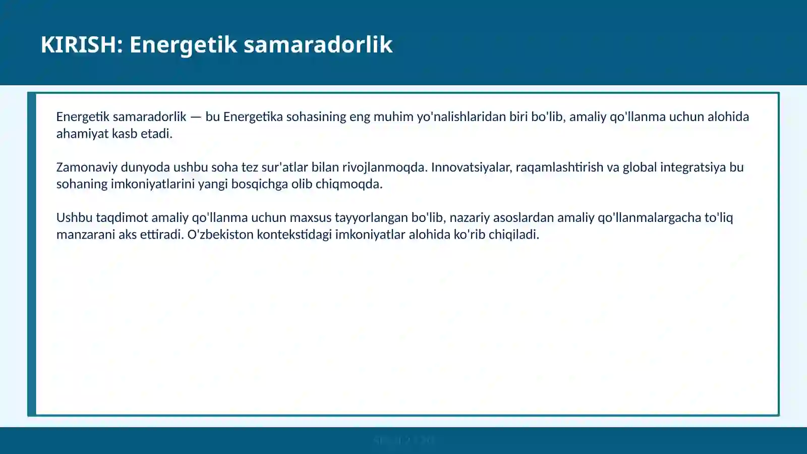 Energetik samaradorlik 2