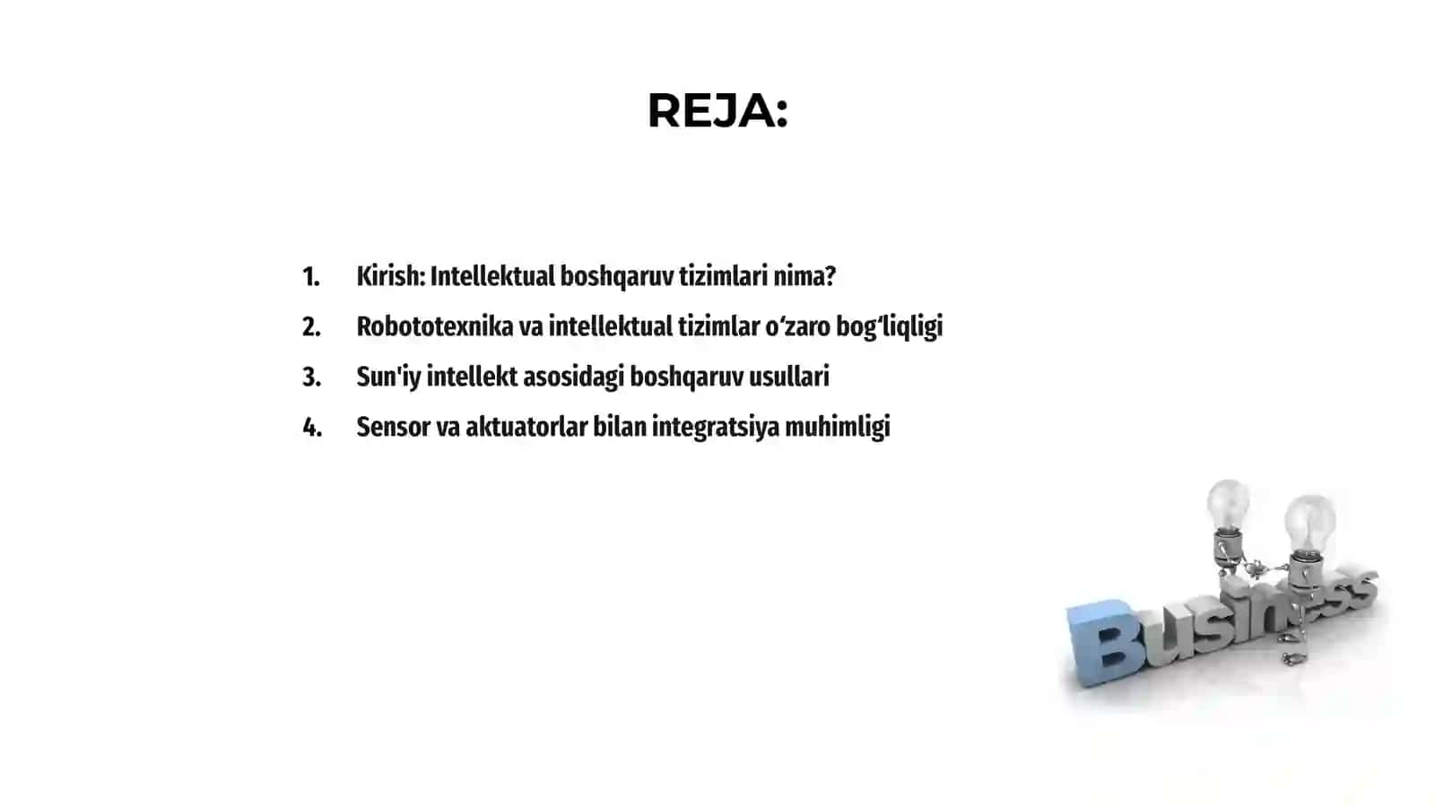 INTELLEKTUAL BOSHQARUV TIZIMLARINI ROBOTOTEXNIKA YOʼNALISHIDA QOʼLLASH ISTIQBOLLARI referati 2