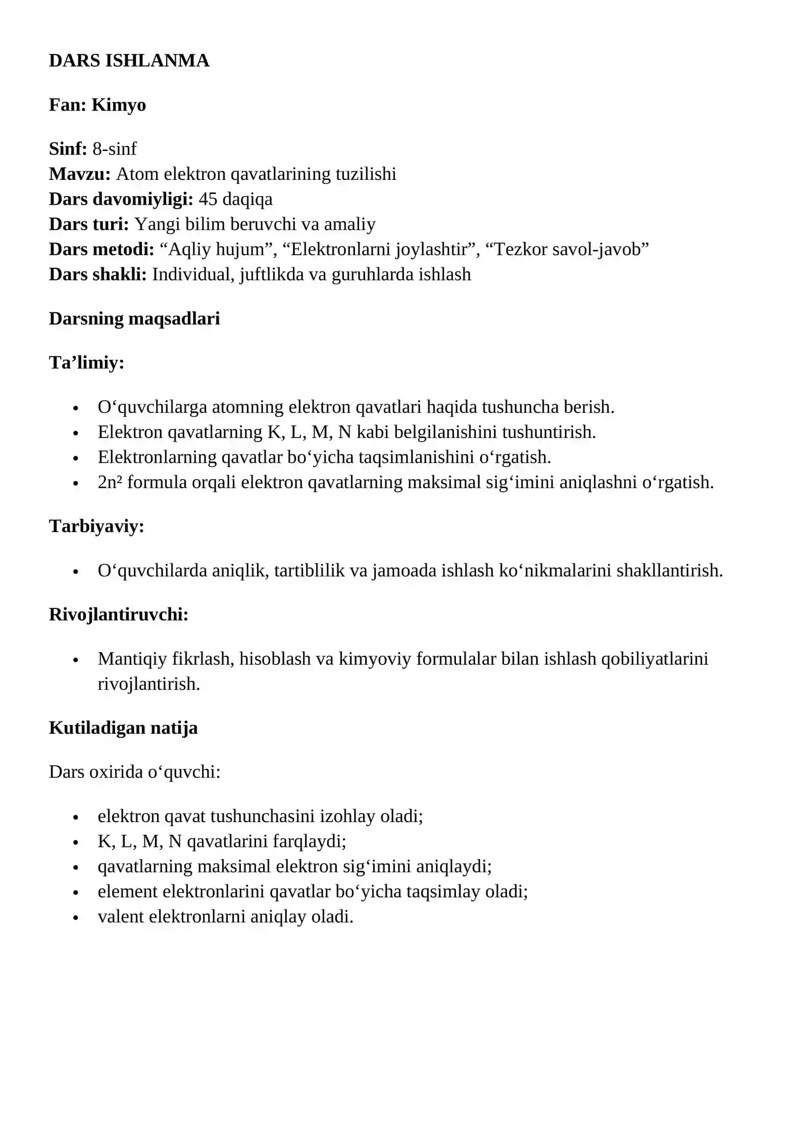 Atom Elektron Qavatlarining Tuzilishi 2