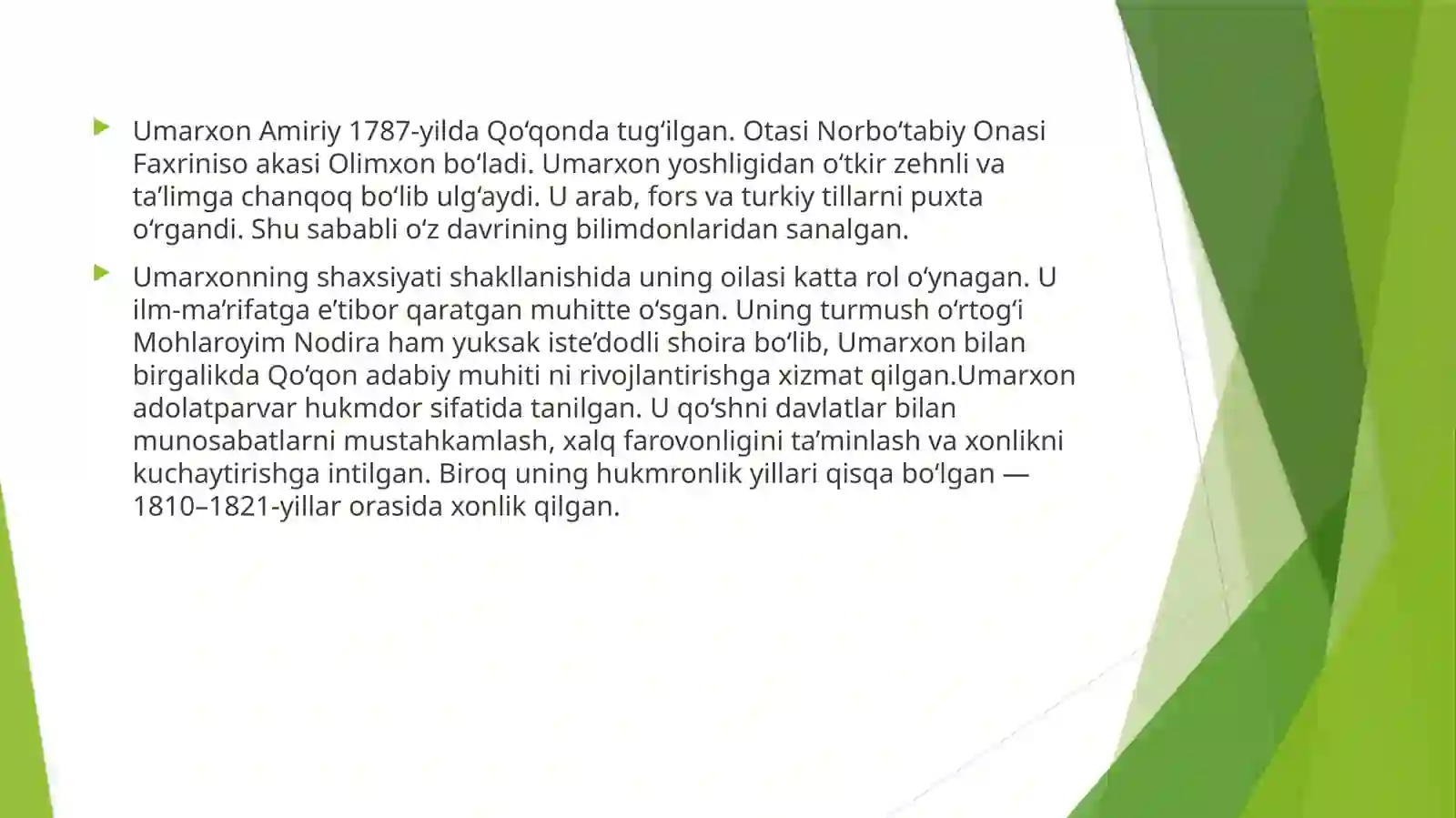 Umarxon–Amiriy faoliyati 2