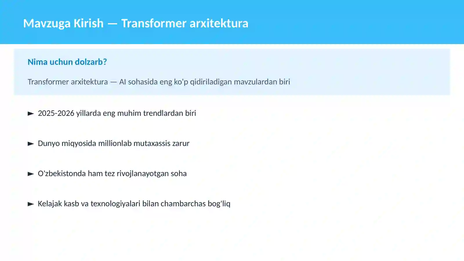 AI | DEEP LEARNING VA NEYRON TARMOQLAR 2