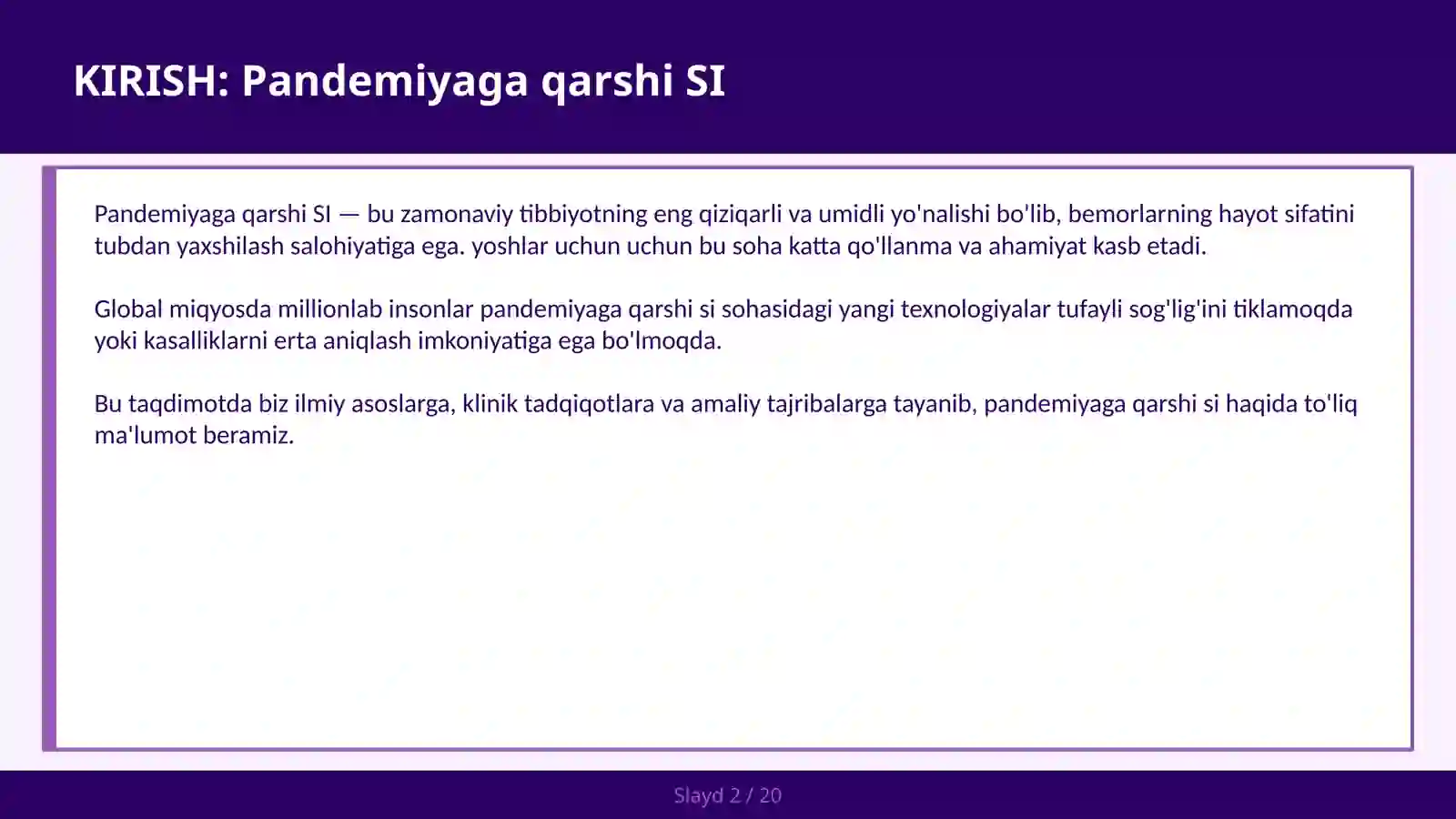 Pandemiyaga qarshi SI 2