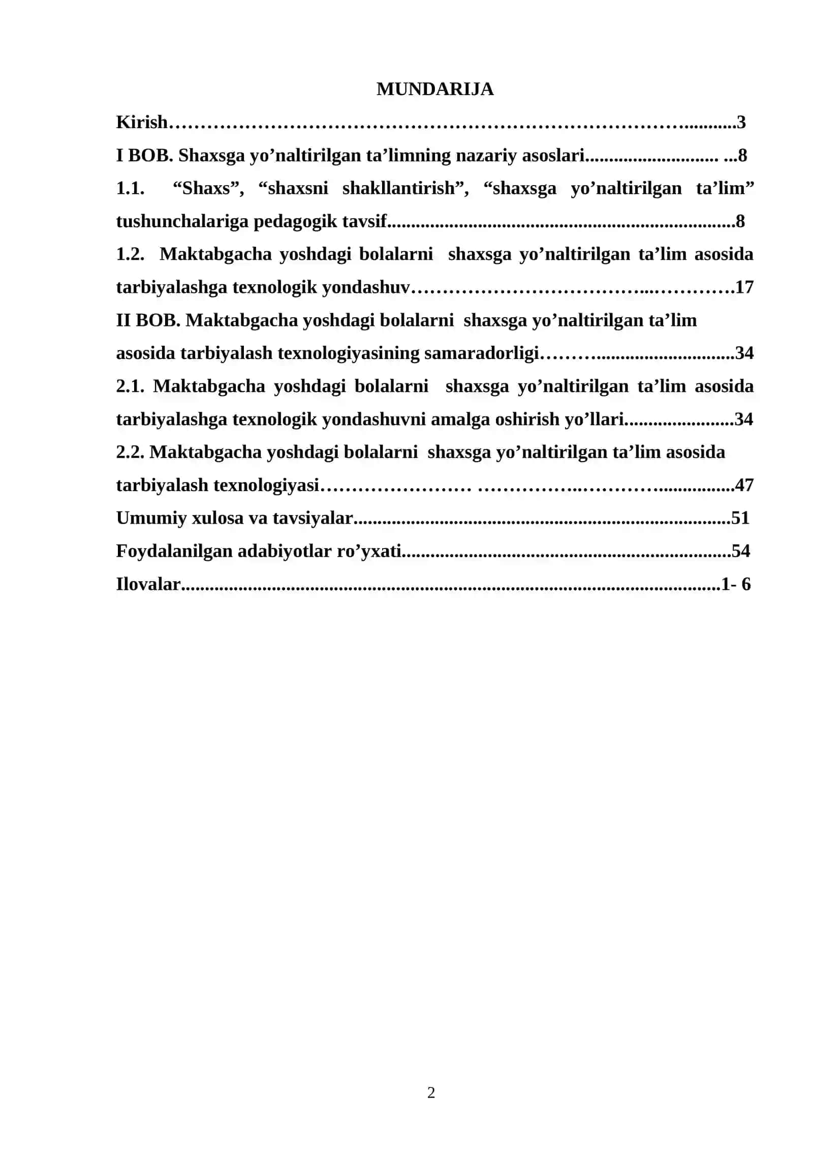 Maktabgacha yoshdagi bolalarni shaxsga yo’naltirilgan ta’lim asosida tarbiyalash texnologiyasi 2