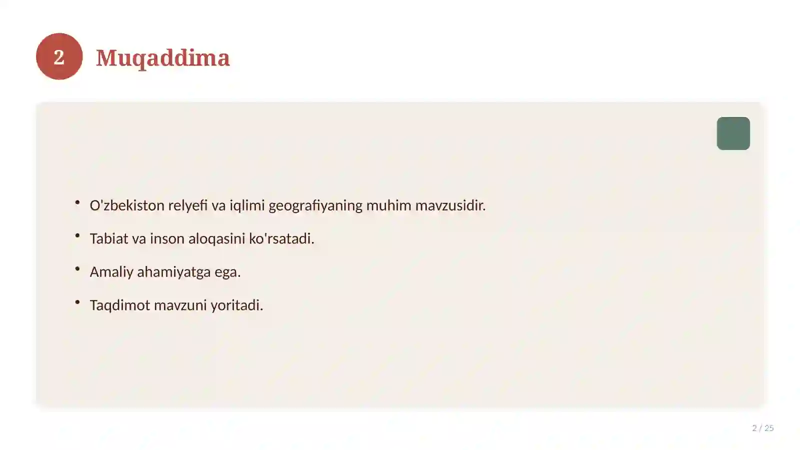 O'zbekiston relyefi va iqlimi 2