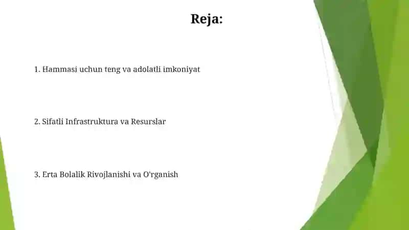 Maktabgacha talim tizimini rivojlantirishning ustuvor yonalishlari 2