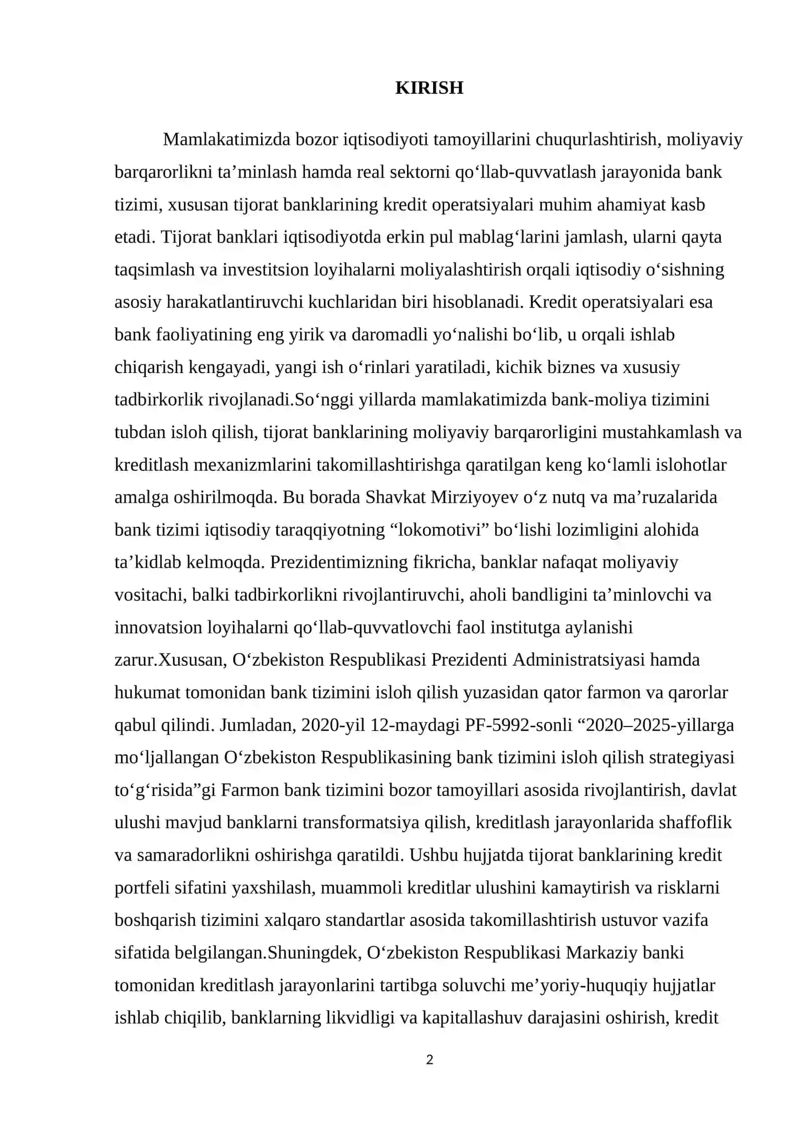 Tijorat banklarining kredit operatsiyalari 2
