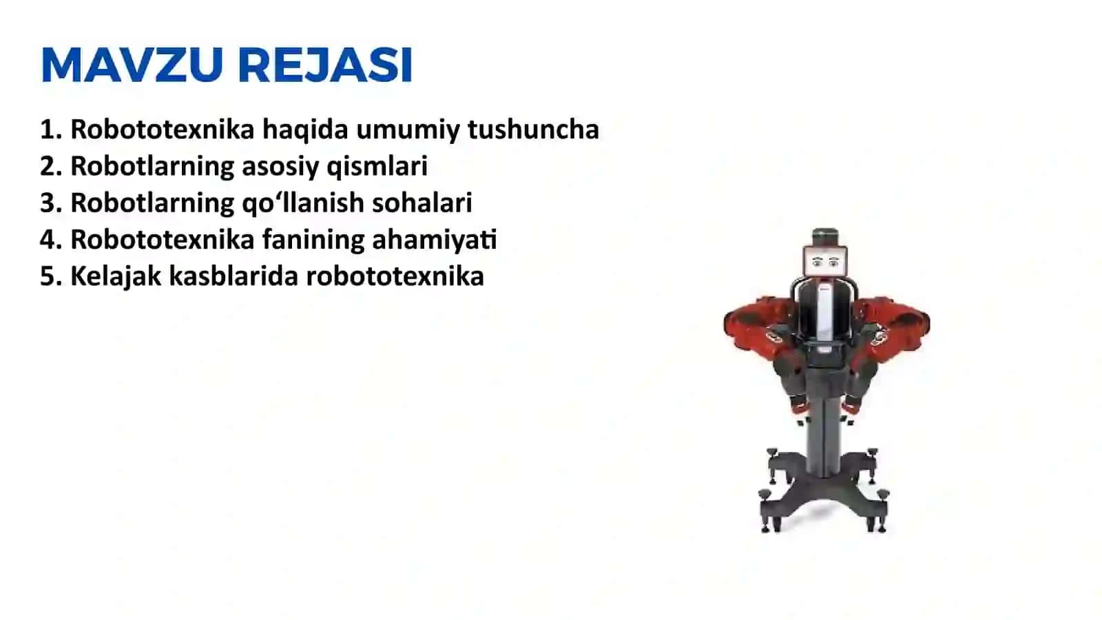 Robototexnika haqida umumiy tushuncha 2