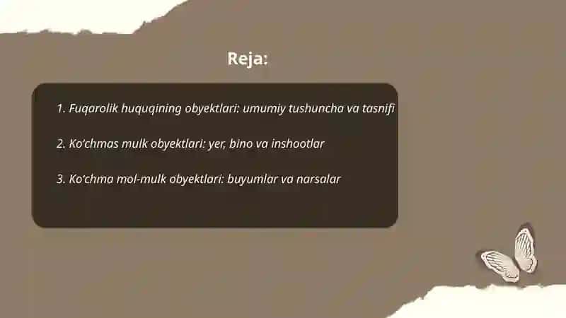 Fuqarolik huquqining obyektlari 2