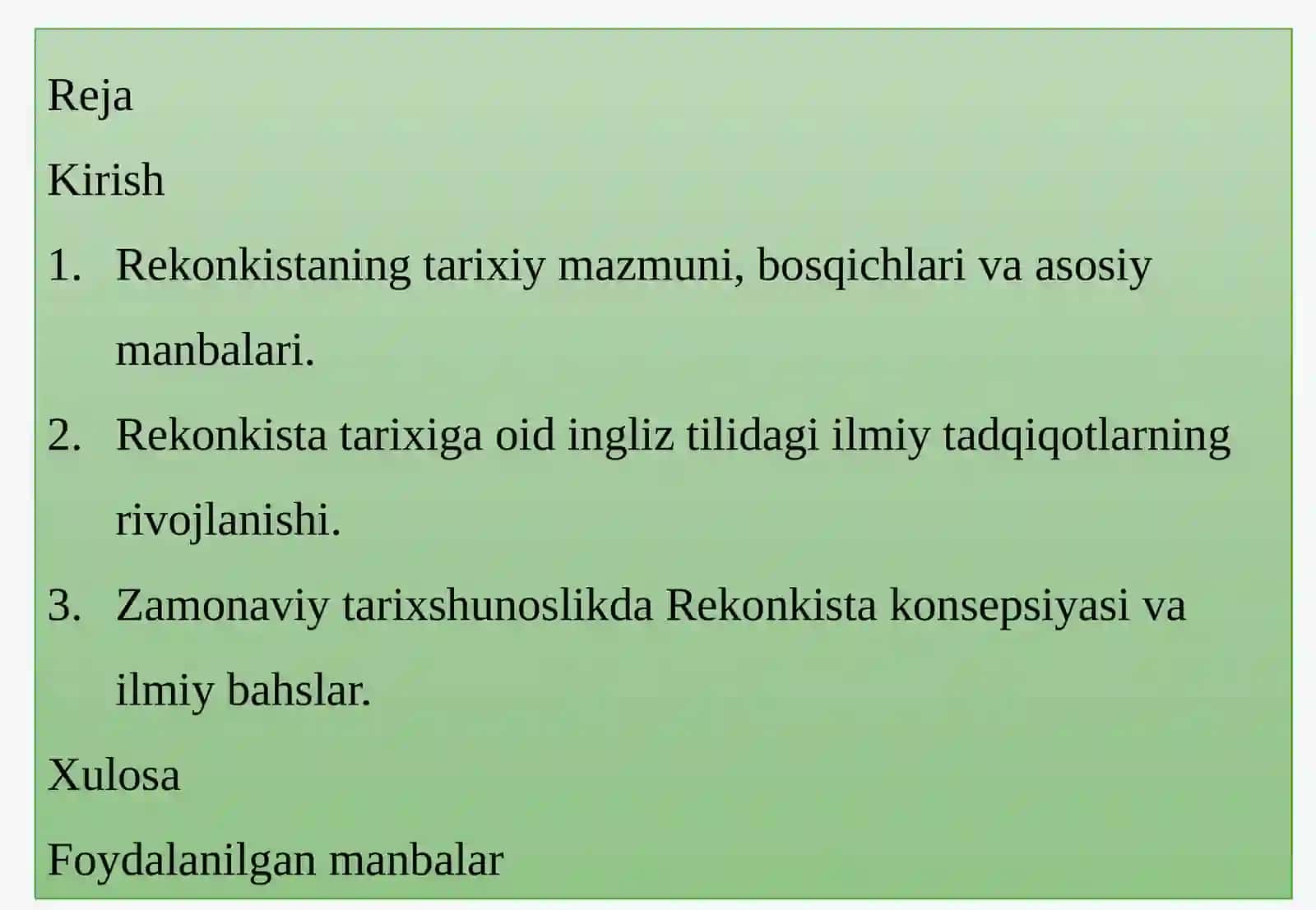 Rekonkista tarixiga oid ingliz tilidagi ilmiy tadqiqotlar 2