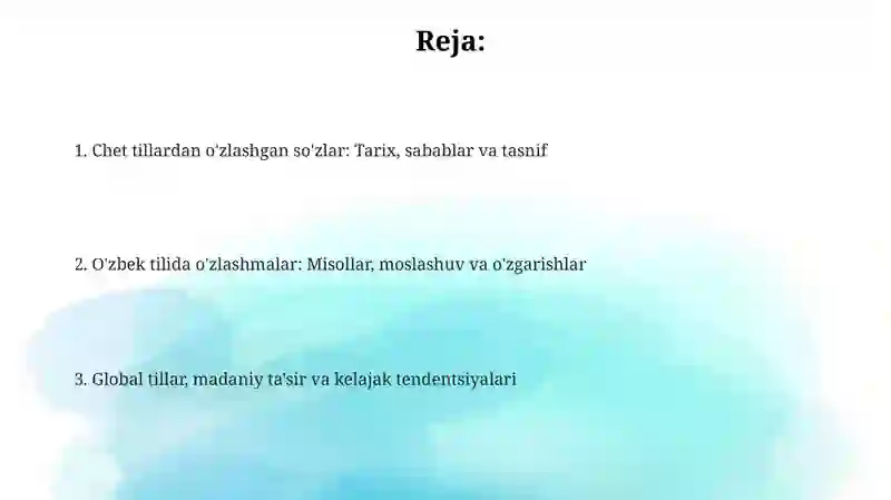 O'zbek tilida o'zlashma so'zlar 2