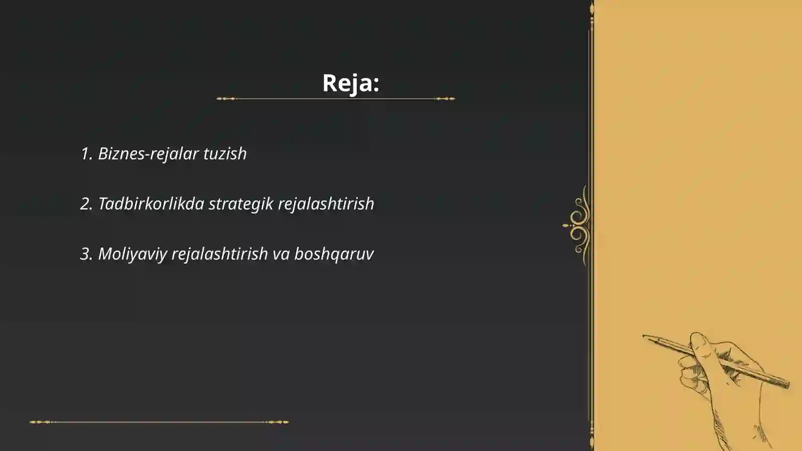 Biznes va tadbirkorlik faoliyatini rejalashtirish va takomillashtirish 2