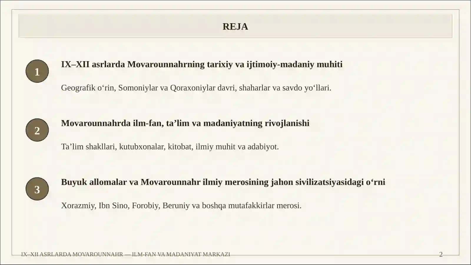 IX–XII ASRLARDA MOVAROUNNAHR — ILM-FAN VA MADANIYAT MARKAZI 2
