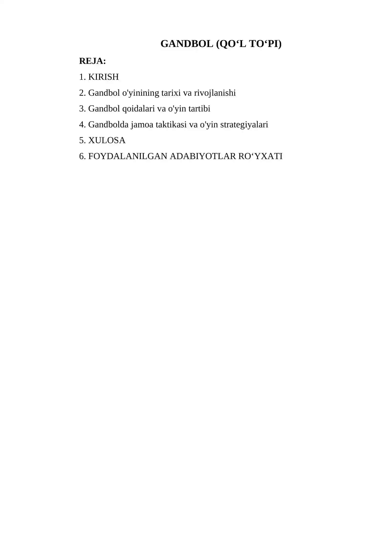GANDBOL (QO‘L TO‘PI) 2
