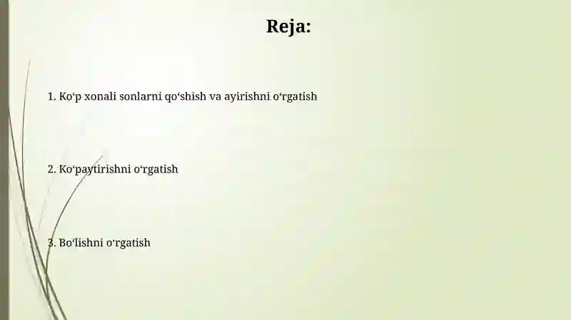 Ko‘p xonali sonlarni qo‘shish va ayirishga o‘rgatish 2