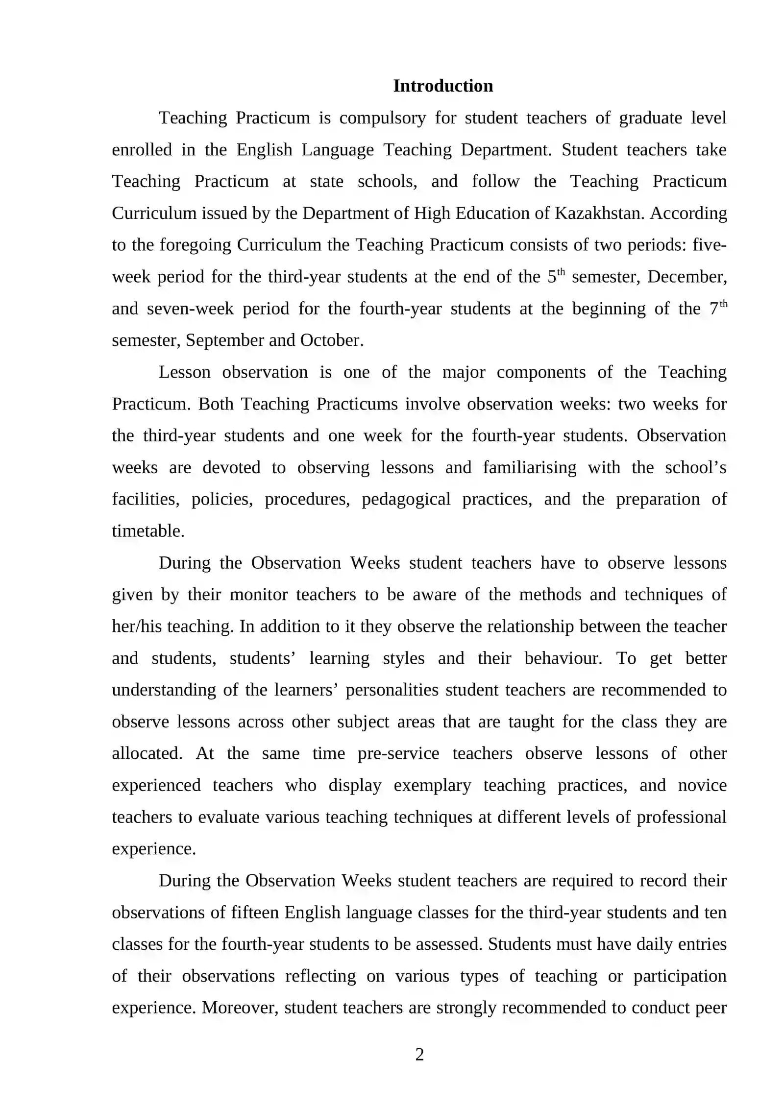 CLASSROOM OBSERVATION IN TEACHING PRACTICE 2