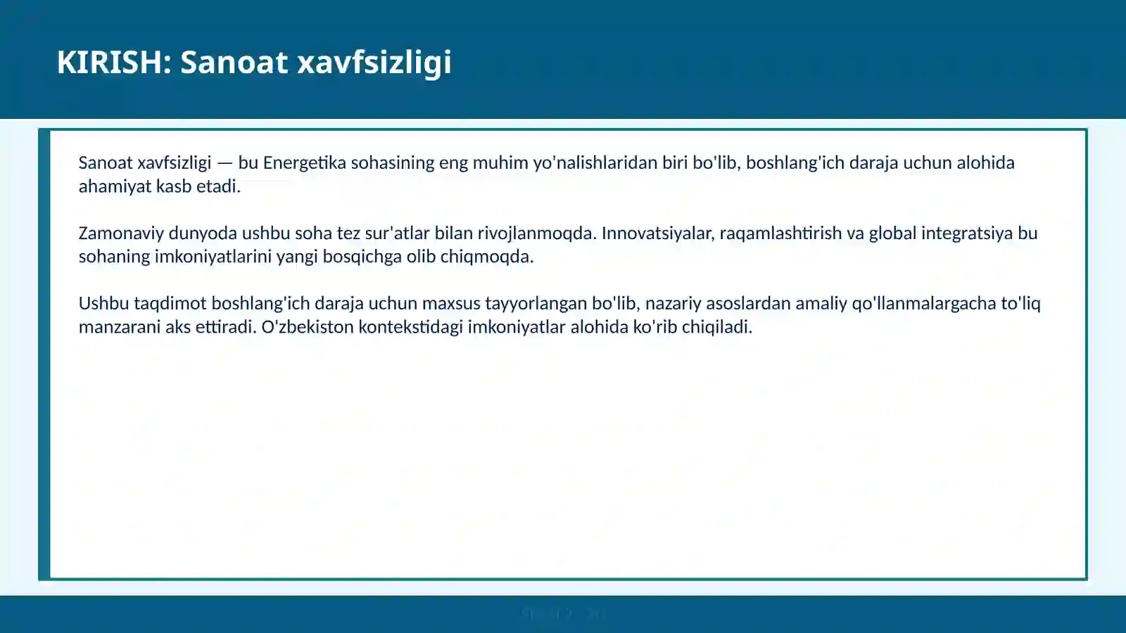Sanoat xavfsizligi 2
