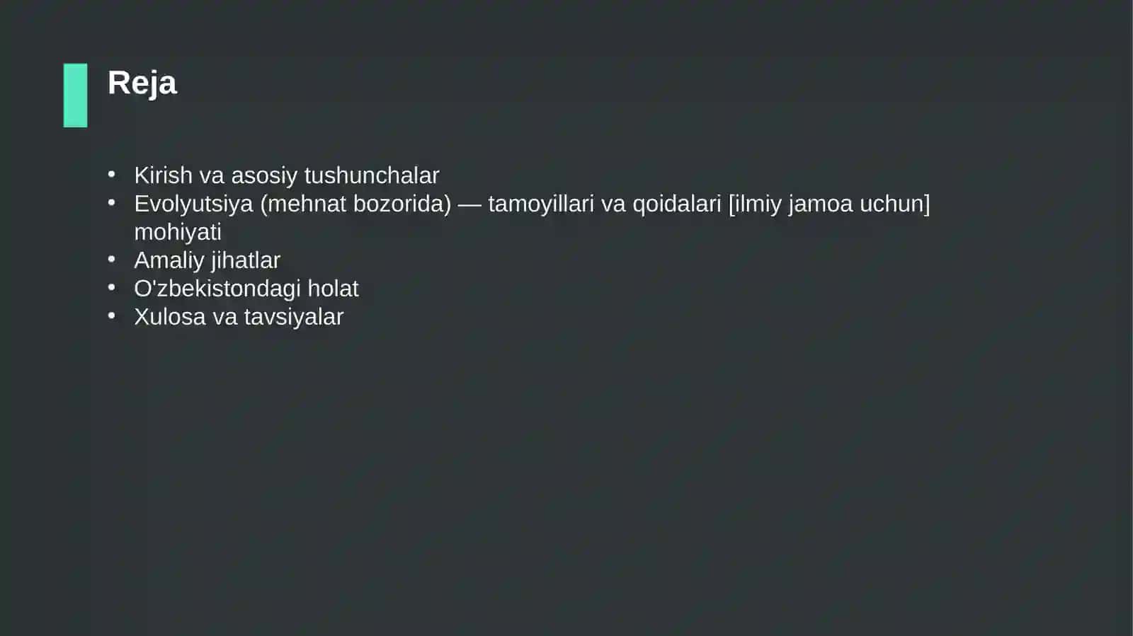 Evolyutsiya (mehnat bozorida) — tamoyillari va qoidalari [ilmiy jamoa uchun] 2