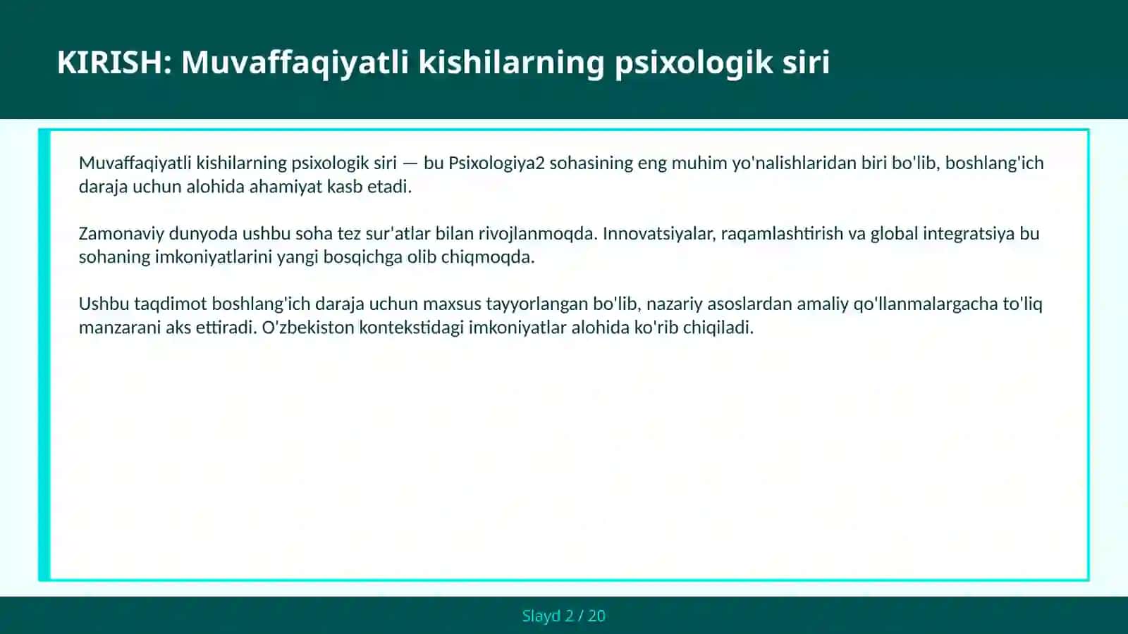 Muvaffaqiyl kishilarning psixologik siri 2