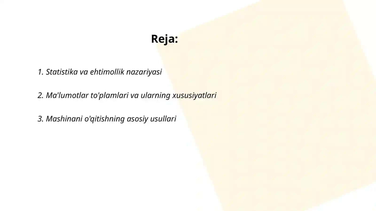 Ma'lumotlar intellektual tahlili sohalari: Statistika mashinali o'qitish va ma'lumotlar bazasi sohalarining o'rni 2