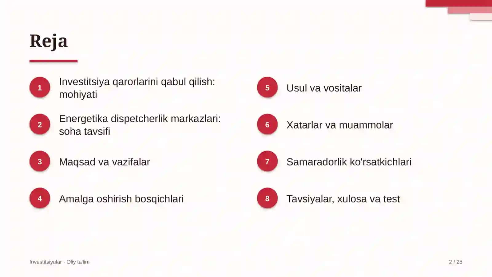 energetika dispetcherlik markazlarida investitsiya qarorlarini qabul qilish 8581 2